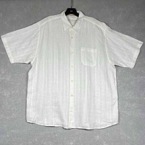Tommy Bahama Button Up Shirt Men’s XL 100% Linen White Short Sleeve Breathable - Picture 1 of 11